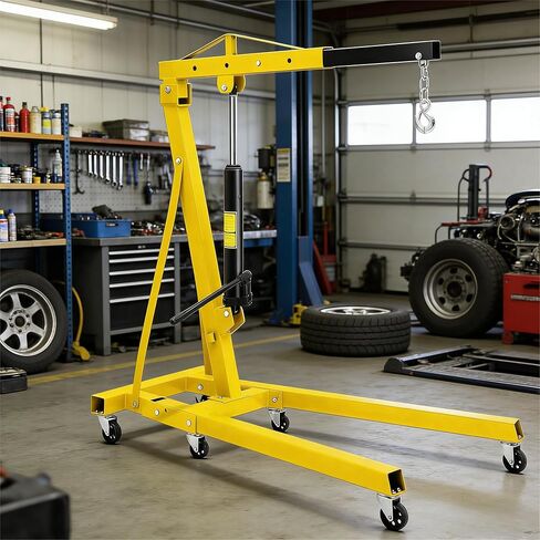 2 Ton Hydraulic Engine Hoist with Lever Stabilizer , Cherry Picker Engine Hoist, 4400LBS Heavy Duty Garage Crane with 6 Swivel Casters & Adjustable Telescopic Boom, for Auto Repair & Workshop (Blue) in Saudi Arabia