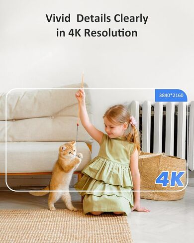 كاميرا أمان داخلية ANNKE بدقة 8 ميجابكسل UHD، كاميرا Crater Reno 4K Smart 2.4/5 جيجا هرتز WiFi مع PTZ، صوت ثنائي الاتجاه، اكتشاف بشري ذكي، متوافق مع Alexa for Nannay/Baby/Pet Camera/Home Security، تطبيق MIPC in Kuwait
