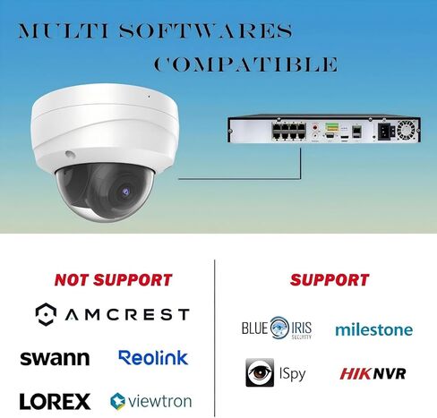 كاميرا Real HD 4K 8MP Dome PoE IP خارجية متوافقة مع Ⲏ kconnect/ iVMS4200/ رؤية الحراسة، زاوية واسعة 2.8 مم 105 درجة، رؤية ليلية بالأشعة تحت الحمراء 98 قدمًا، H.265، IP67، WDR، غلاف معدني كاميرات إيثرنت سلكية in Kuwait