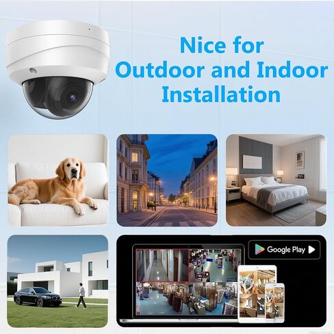 كاميرا Real HD 4K 8MP Dome PoE IP خارجية متوافقة مع Ⲏ kconnect/ iVMS4200/ رؤية الحراسة، زاوية واسعة 2.8 مم 105 درجة، رؤية ليلية بالأشعة تحت الحمراء 98 قدمًا، H.265، IP67، WDR، غلاف معدني كاميرات إيثرنت سلكية in Kuwait