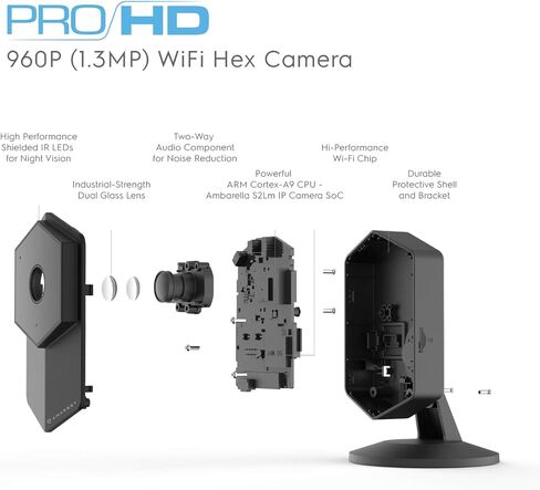 كاميرا أمان Amcrest ProHD Shield اللاسلكية IP، 960P 1.3 ميجابيكسل (1280x960P)، صوت ثنائي الاتجاه، زاوية عرض واسعة للغاية 140 درجة، MicroSD وتسجيل سحابي، تكبير رقمي، رؤية ليلية، IPM-HX1B (أسود) in Kuwait