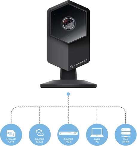 كاميرا أمان Amcrest ProHD Shield اللاسلكية IP، 960P 1.3 ميجابيكسل (1280x960P)، صوت ثنائي الاتجاه، زاوية عرض واسعة للغاية 140 درجة، MicroSD وتسجيل سحابي، تكبير رقمي، رؤية ليلية، IPM-HX1B (أسود) in Kuwait