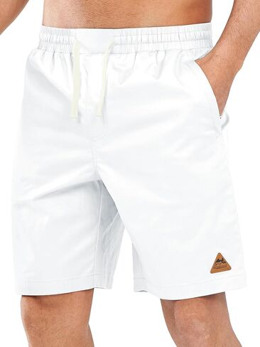 NORTHYARD Mens Casual Shorts-Cotton 9" Golf Beach Drawstring Elastic Waist Work Shorts with Zipper Pockets in Saudi Arabia