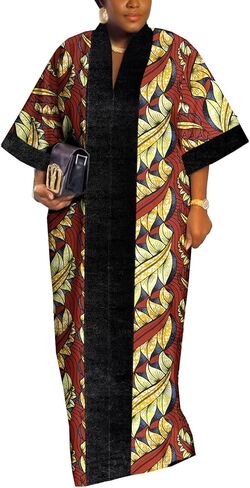 African Dress Moo Moos for Women Dashiki Kaftan Ankara Plus Size Caftan Velvet Kente Print Clothes One Size in Saudi Arabia