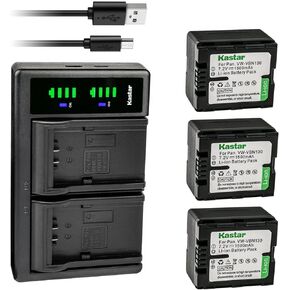 استبدال شاحن بطارية USB Kastar VW-VBN130 LTD2 لباناسونيك HC-X910، HC-X920، HC-X920M، HDC-HS900، HDC-HS900GK، HDC-HS900GK-3D، HDC-HS900K، HDC-SD800، HDC-SD800GK، HDC-SD800GK-3D in Kuwait