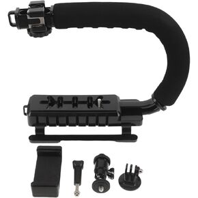 Housoutil Handheld Camera Stabilizer Mount with Triple Cold Shoe and Phone Clamp for Video Recording, Portable Camera Hand Grip Stabilizing Handle for DSLR and Smartphone Filmmakers in Kuwait