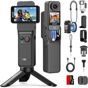 كاميرا SJCAM C400 4K 64 جيجابايت على YouTube Creator، مقبض بطارية 7H، كاميرا سفر 3 في 1 محمولة يمكن ارتداؤها مع شاشة لمس 2.29 بوصة، تثبيت 6 محاور، كاميرا مقاومة للماء 30 مترًا لحمل المحتوى in Kuwait