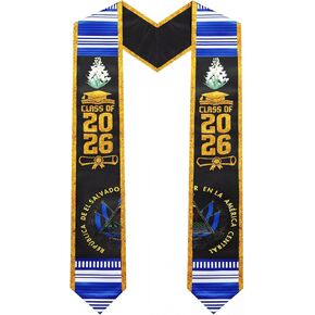 El Salvador Graduation Stole Sash Mixed Flag Country Stole Sash Class of 2025 Graduation Decoration for International Student in Kuwait