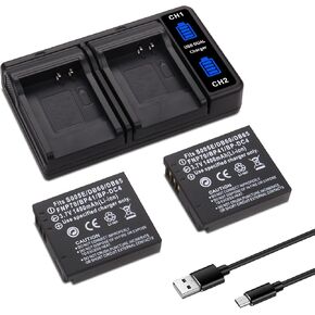 2 Pack S005 S005E Batteries and Battery Charger for Panasonic Lumix CGA-S005 S005E DMW-BCC12, AZ422, AZ425, AZ501, AZ521, AZ522, AZ525, AZ526, AZ527, AZ528 Cameras in Kuwait