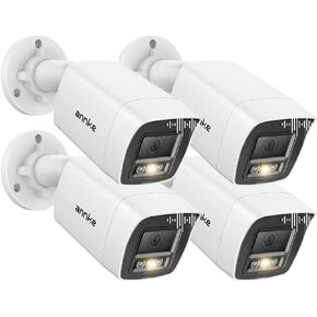 كاميرا أمان سلكية صوتية 2 ميجابكسل من ANNKE، 4 حزم 1080 بكسل HD TVI إضافية لكاميرات CCTV التناظرية الخارجية، محادثة ثنائية الاتجاه، إضاءة مزدوجة ذكية، رؤية ليلية ملونة، IP67، عدسة 3.6 مم، أبيض in Kuwait
