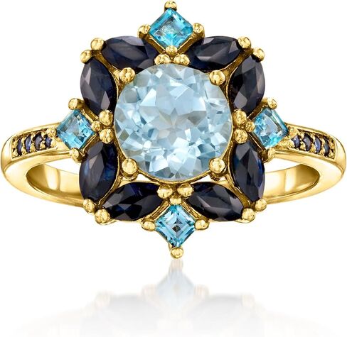 Ross-Simons 1.80 قيراط السماء Blue Topaz ، 2.40 CT. T.W. الياقوت و .80 CT. T.W. لندن بلو توباز رنين الذهب 18kt على الجنيه الاسترليني in Saudi Arabia