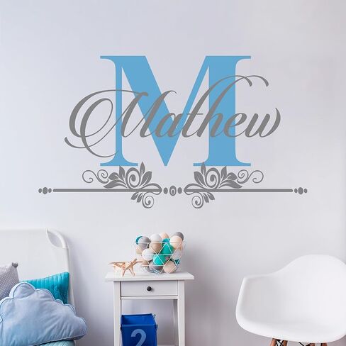 e-Graphic Design Inc اسم مخصص & الأولي مع زخرفة الجدار الشارات أنا شخصية ديكور الجدار الجمالية لغرفة نوم صبي أو فتاة أنا جدارية الجدار ملصق للكمبيوتر المحمول سيارة المنزل (M282) (واسعة 26 "× 13" الارتفاع) in Kuwait