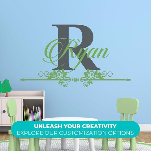 e-Graphic Design Inc اسم مخصص & الأولي مع زخرفة الجدار الشارات أنا شخصية ديكور الجدار الجمالية لغرفة نوم صبي أو فتاة أنا جدارية الجدار ملصق للكمبيوتر المحمول سيارة المنزل (M282) (واسعة 26 "× 13" الارتفاع) in Kuwait