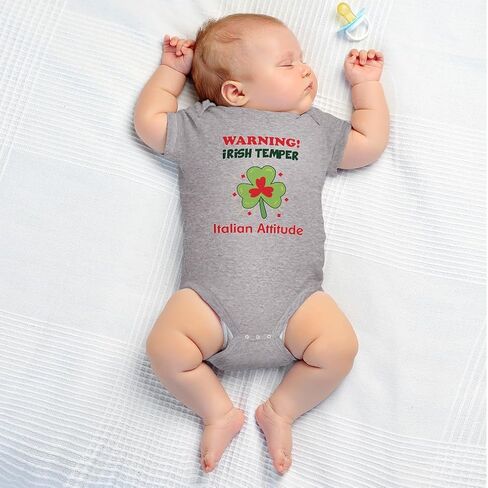 Cute Rascals Baby Bodysuit Warning Irish Temper - Italian Attitude Boy & Girl Baby Clothes Funny Cotton Kelly Green Design Only 6 Months in Kuwait