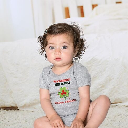 Cute Rascals Baby Bodysuit Warning Irish Temper - Italian Attitude Boy & Girl Baby Clothes Funny Cotton Kelly Green Design Only 6 Months in Kuwait