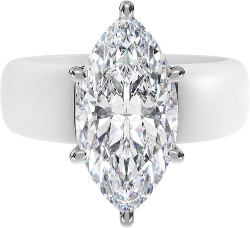 Rinfit Silicone Ring with Stone - Marquise Cut Cubic Zirconia Solitaire Engagement Ring for Women - Rubber Wedding Bands - Patent Pending in Saudi Arabia