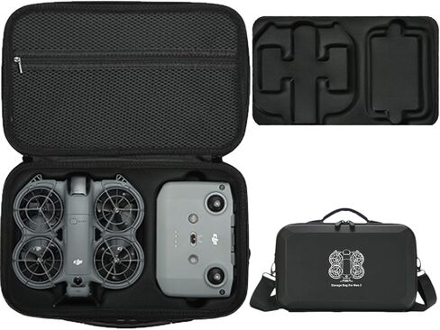 حقيبة حمل لجهاز DJI Neo 2، هيكل صلب من البولي يوريثان مع حزام كتف، متوافق مع DJI Neo 2 وملحقات الطائرات بدون طيار، بطانة ناعمة، مع جيب شبكي، أسود in Kuwait
