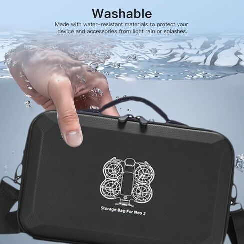 حقيبة حمل لجهاز DJI Neo 2، هيكل صلب من البولي يوريثان مع حزام كتف، متوافق مع DJI Neo 2 وملحقات الطائرات بدون طيار، بطانة ناعمة، مع جيب شبكي، أسود in Kuwait