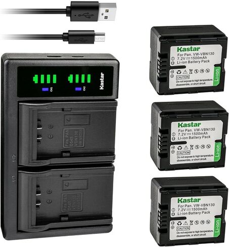 استبدال شاحن بطارية USB Kastar VW-VBN130 LTD2 لباناسونيك HC-X910، HC-X920، HC-X920M، HDC-HS900، HDC-HS900GK، HDC-HS900GK-3D، HDC-HS900K، HDC-SD800، HDC-SD800GK، HDC-SD800GK-3D in Kuwait