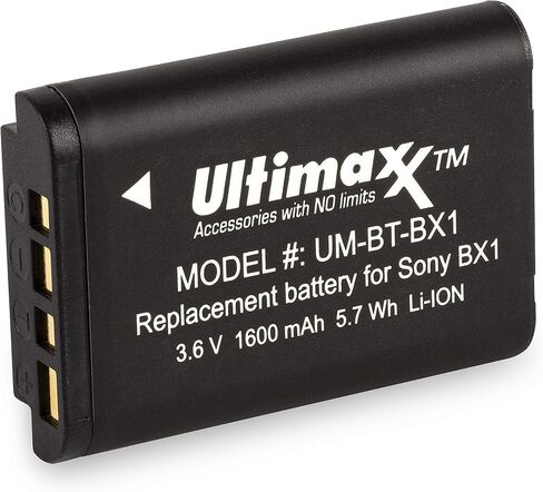 شاحن Ultimaxx AC/DC سريع للمنزل والسفر مع بطارية 2X BX1 ممتدة العمر (1600 مللي أمبير في الساعة) لـ Cyber-Shot DSC-HX95، HX99، HX350، RX1، RX1R II، RX100 (II/III/IV/V/VA/VI/VII)، HDR-AS50، AS300، ZV-1 والمزيد in Kuwait