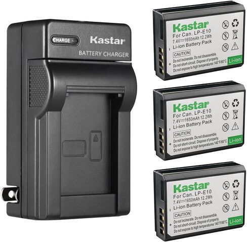 Kastar AC Wall Battery Charger Replacement for Canon LP-E10 LPE10 Battery, Canon LC-E10 LC-E10N Charger, Canon EOS 3000D, EOS Kiss X50, EOS Kiss X70, EOS Kiss X80, EOS Kiss X90 DSLR Camera in Saudi Arabia