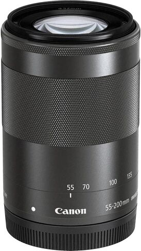 Canon EF-M 55-200mm f/4.5-6.3 هي حزمة عدسات STM | تكبير تليفوتوغرافي صغير الحجم APS-C مع تثبيت بصري للصورة وتركيز تلقائي سلس STM | رائعة للحياة البرية والرياضة (9517B002) + مجموعة الفلتر + المزيد in Kuwait
