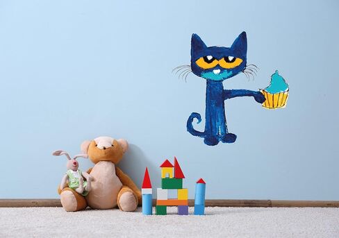 ملصق Pete The Cat Messy Cupcake - ملصق حائط من الفينيل رائع لغرفة نوم الأطفال أو الحضانة (14 بوصة × 14 بوصة) in Kuwait