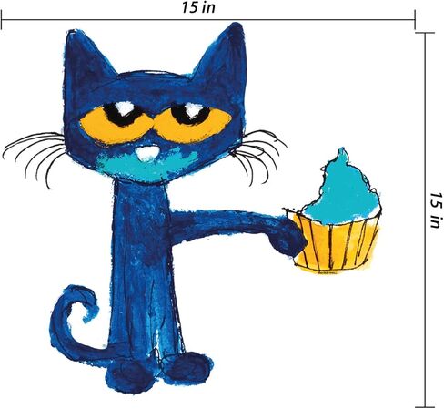 ملصق Pete The Cat Messy Cupcake - ملصق حائط من الفينيل رائع لغرفة نوم الأطفال أو الحضانة (14 بوصة × 14 بوصة) in Kuwait