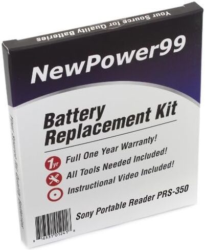 مجموعة استبدال البطارية NewPower99 مع البطارية وتعليمات الفيديو والأدوات لجهاز Sony PRS-350 in Kuwait