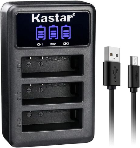 Kastar LCD Triple USB Battery Charger Compatible with Xiaomi YI AZ16-1, Xiaomi YI AZ16-2 Battery, Xiaomi Yi 4K, Xiaomi Yi 4K+, Xiaomi Yi Lite, Xiaomi YI 360 VR Action Camera Models in Kuwait
