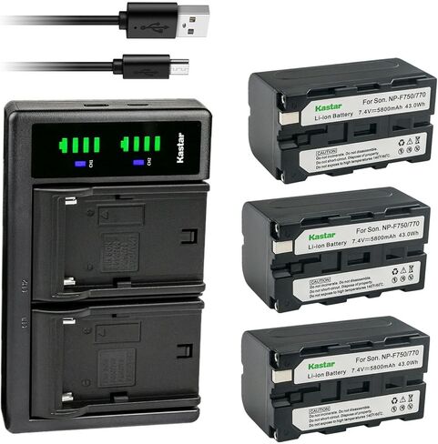 Kastar NP-F770 بطارية 3 حزم وشاحن USB LTD2 متوافق مع CCD-TR918 CCD-TR930 CCD-TR940 CCD-TR950 CCD-TR97 CCD-TRT97 CCD-TRV101 CCD-TRV15 CCD-TRV16 CCD-TRV17 CCD-TRV201 CCD-TRV215 كاميرا in Kuwait