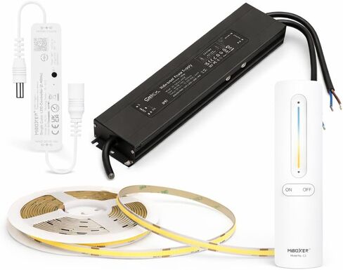 طقم التحكم عن بعد MLR1 Mini Single Color LED Controller & C3 White CCT Remote Bundle (24V 400W IP67 LED Driver + 24V COB LED Strip 480LED/m CRI90 6500K White) in Kuwait
