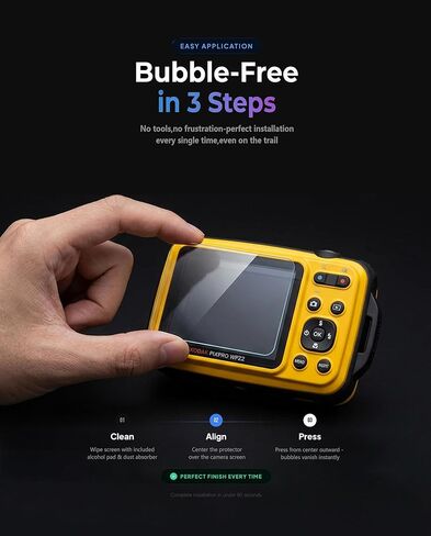 iDaPro [3+1 Pack Tempered Glass Screen Protector for Kodak PIXPRO WPZ2 Digital Camera, 9H Military-Grade, Anti-Scratch & Anti-Glare, Includes ABS Case & Wrist Strap for Vlogging, Bubble-Free in Saudi Arabia