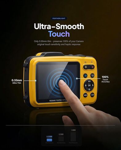 iDaPro [3+1 Pack Tempered Glass Screen Protector for Kodak PIXPRO WPZ2 Digital Camera, 9H Military-Grade, Anti-Scratch & Anti-Glare, Includes ABS Case & Wrist Strap for Vlogging, Bubble-Free in Saudi Arabia