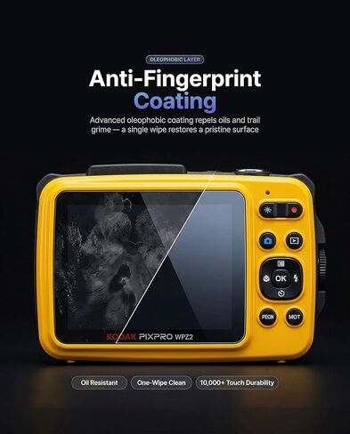 iDaPro [3+1 Pack Tempered Glass Screen Protector for Kodak PIXPRO WPZ2 Digital Camera, 9H Military-Grade, Anti-Scratch & Anti-Glare, Includes ABS Case & Wrist Strap for Vlogging, Bubble-Free in Saudi Arabia