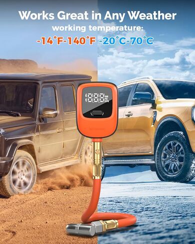 ETENWOLF T600 Digital Tire Pressure Gauge 0-250 PSI, ANSI B40.7 2A Grade High Precision(Plus-Minus 1%),Tire Gauge for Tire Pressure with Rubber Hose, Replaceable AA Batteries in Saudi Arabia