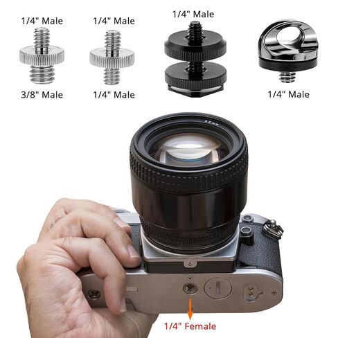 مجموعة براغي كاميرا QWORK مكونة من 26 قطعة - 1/4 و1/8 بوصة، متوافقة مع DSLR، حامل ثلاثي القوائم، مونوبود، رأس كروي in Kuwait