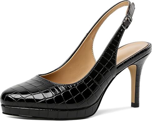 Mettesally Women Platform Slingback Stiletto Heels Pointed Toe High Heel Women Dress Pumps Shoes 3.5 Inches in Kuwait