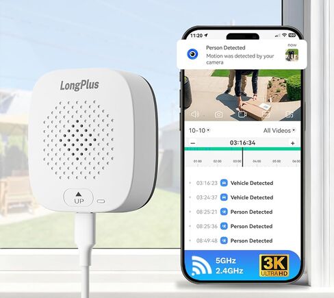 كاميرا نافذة LongPlus 5MP 3K، كاميرات نافذة للرؤية الليلية لأمن المنزل، 2.4G و5G WiFi، تسجيل 24/7، صفارة إنذار AI وكشف الحركة، صوت ثنائي الاتجاه، تثبيت 60S سهل وسريع، عبوتان in Kuwait