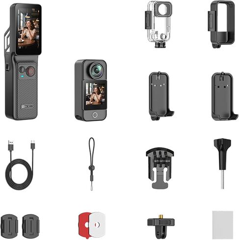 كاميرا EBTOOLS 4K WiFi Action، عدسة بزاوية عريضة 16 ميجابكسل 154 مع تثبيت 6 محاور، مزدوجة، مقاومة للماء 30 مترًا، عمر بطارية 437 دقيقة لمدونات الفيديو لركوب الدراجات النارية in Kuwait