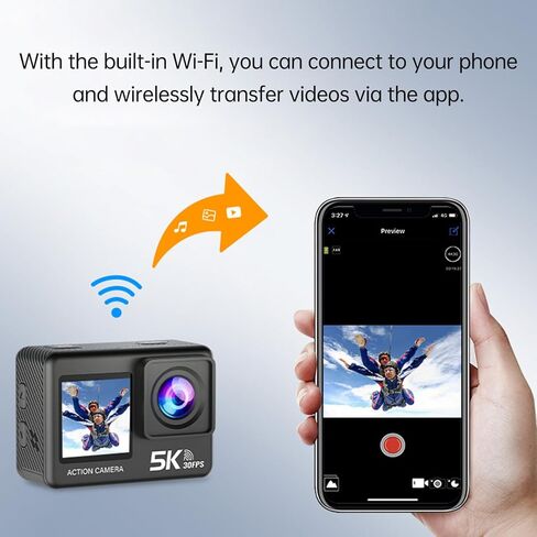 كاميرا EBTOOLS 5K WiFi Action كاميرا للغوص تحت الماء مع تثبيت 2 بوصة و6 محاور وزاوية واسعة 170 درجة للرياضة ومدونات الفيديو وركوب الدراجات النارية in Kuwait