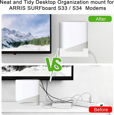 حامل حائط معدني لـ Arris Surfboard S33/S34، مصمم لحامل تركيب بوابة مودم كابل Arris Surfboard متوافق مع S33/S34، حامل جدار فولاذي أبيض لـ S33/S34 in Kuwait