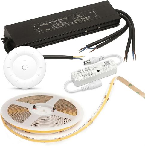 طقم التحكم عن بعد MLR1 Mini Single Color LED Controller & K3S White Rotating Wheel Remote Bundle (24V 400W IP67 LED Driver + 24V COB LED Strip 480LED/m CRI90 3000K أبيض دافئ) in Kuwait