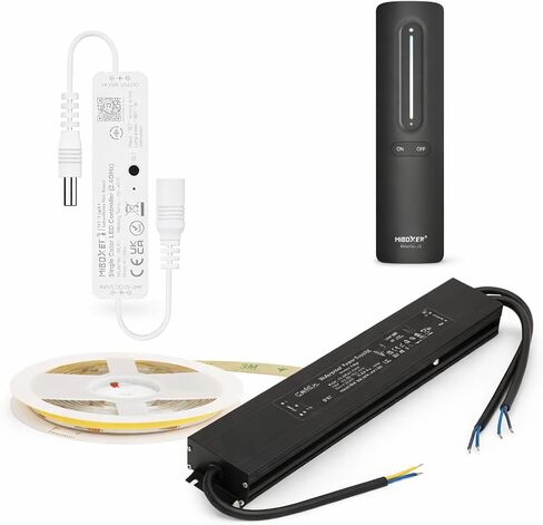 طقم التحكم عن بعد MLR1 Mini Single Color LED Controller & C3 Black CCT Remote Bundle (24V 400W IP67 LED Driver + 24V COB LED Strip 480LED/m CRI90 3000K أبيض دافئ) in Kuwait