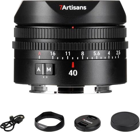 7ARTISANS AF 40 مم F2.5 عدسة رئيسية ذات إطار كامل للتركيز التلقائي متوافقة مع كاميرات E Mount، حجم صغير خفيف الوزن، مفتاح AF/MF وزر FN، سلسلة LITE - عدسة تصوير الشارع in Kuwait