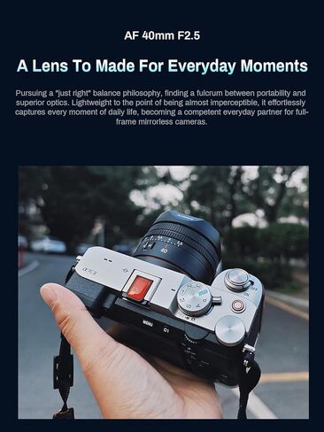 7ARTISANS AF 40 مم F2.5 عدسة رئيسية ذات إطار كامل للتركيز التلقائي متوافقة مع كاميرات E Mount، حجم صغير خفيف الوزن، مفتاح AF/MF وزر FN، سلسلة LITE - عدسة تصوير الشارع in Kuwait