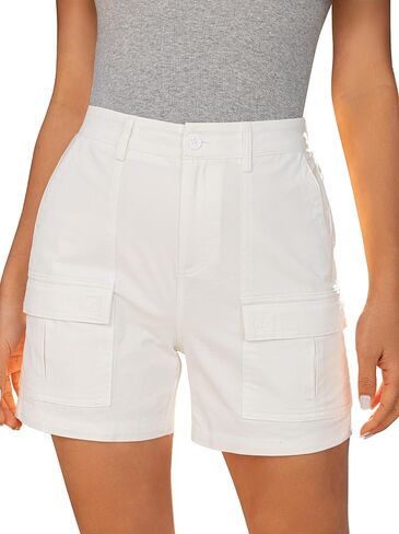 luvamia Cargo Shorts for Women Trendy High Waisted Casual Summer Knit Elastic Back 5 Inch Inseam Mid Thigh Chino Shorts in Saudi Arabia