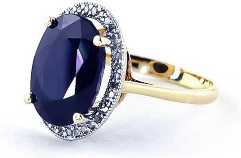 GALAXY GOLD GG 14K الصلبة- حلقة ذهبية وروبية وروفية مع 6.58 قيراط (CTW) الياقوت البيضاوي الطبيعي والماس (الصفراء الذهب ، 6.5) in Kuwait