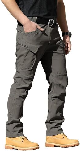 YAXHWIV Men's Flex Ripstop Tactical Pants Lightweight Hiking Casual Cargo Pants Multi Pockets Water Resistant(No Belt) in Saudi Arabia