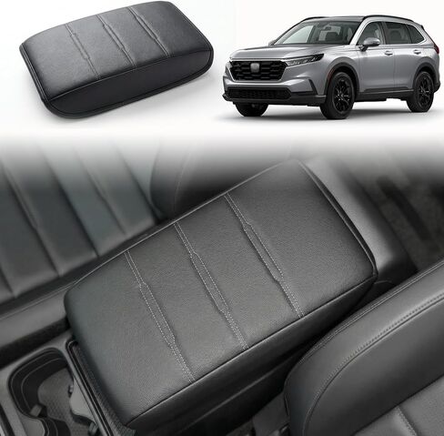 Center Console Armrest Leather Cover متوافق مع 2023 2024 2025 Honda CRV REDREST LID PAD PAD PAD STORTORTENT OCCRATCH مقاومة للماء (أسود مع غرز برتقالية) in Kuwait
